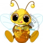 Cute Bee eating honey