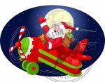 Santa is flying in an airplane