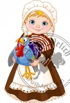 Pilgrim lady with turkey