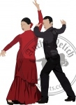 Beautiful young pair dancing flamenco isolated on white. Vector