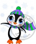 Cute winter penguin with hat and scarf