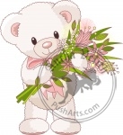 Teddy bear with bouquet