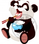 Cute panda eating rice