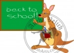 Cartoon Kangaroo near chalkboard