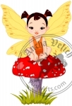 Cute Asian Baby Fairy On Mushroom