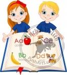 Two kids and ABC book