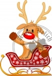 Reindeer Rudolph in sled