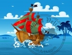 Pirate ship at sea