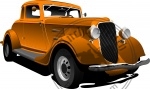 Old  orange car. Sedan