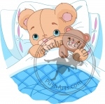 Cute baby bear in bed
