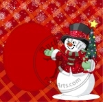 Snowman with Christmas tree place card