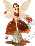 Autumn Fairy on the Mushroom