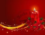 Christmas Candle with Poinsettia