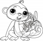 Funny Monkey with banana coloring page