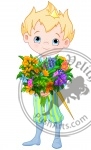 Cute Little Prince Holds Flowers