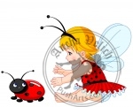 Cute baby fairy and ladybug