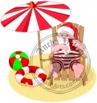 Santa Claus relaxing on the beach