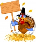 Thanksgiving turkey holding sign