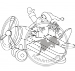 Santa on the Plane coloring page