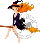 Witch riding a broom
