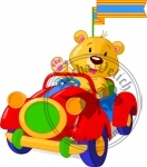 Bear sitting in Toy Car