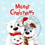 Christmas bear family greeting card