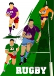 Collection of Rugby Player Silhouettes. Vector illustration