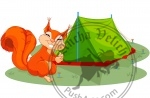 Squirrel sets tent