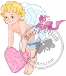 Angry Cupid Holding A Heart