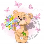 Pink Teddy Bear with flowers