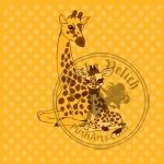 Mother-giraffe and baby-giraffe place card