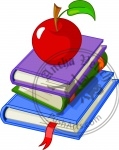 Pile book with red apple