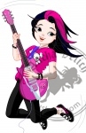 Rock star girl playing guitar