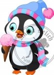 Penguin eats an ice cream
