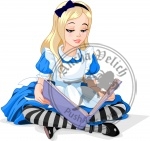 Alice reading a book