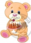 Teddy Bear holds cake