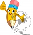 Pencil Character  giving thumbs up