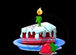 Slice of cake with candle