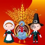 Pilgrims and turkey