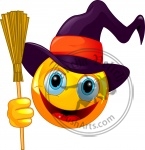 Emoticon with witch hat