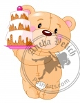 Teddy Bear holding a cake