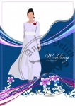 Beautiful bride in white gown on wedding background